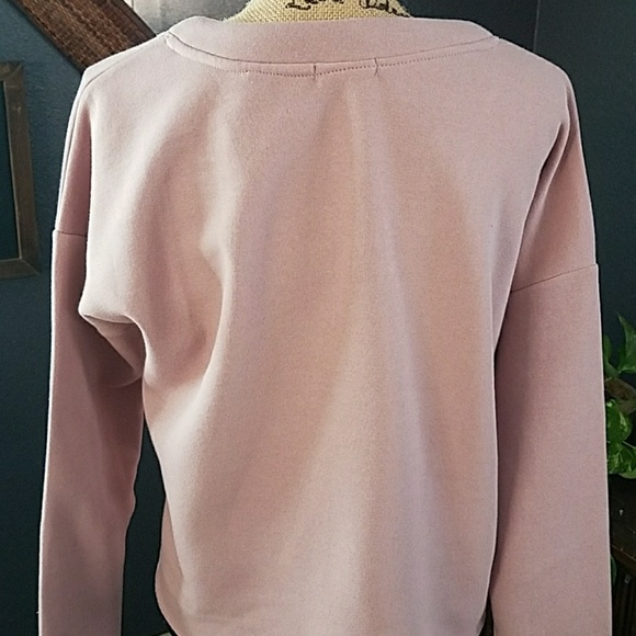 Pink Front Lace Up Crop Longsleeve Sweater - Picture 6 of 8